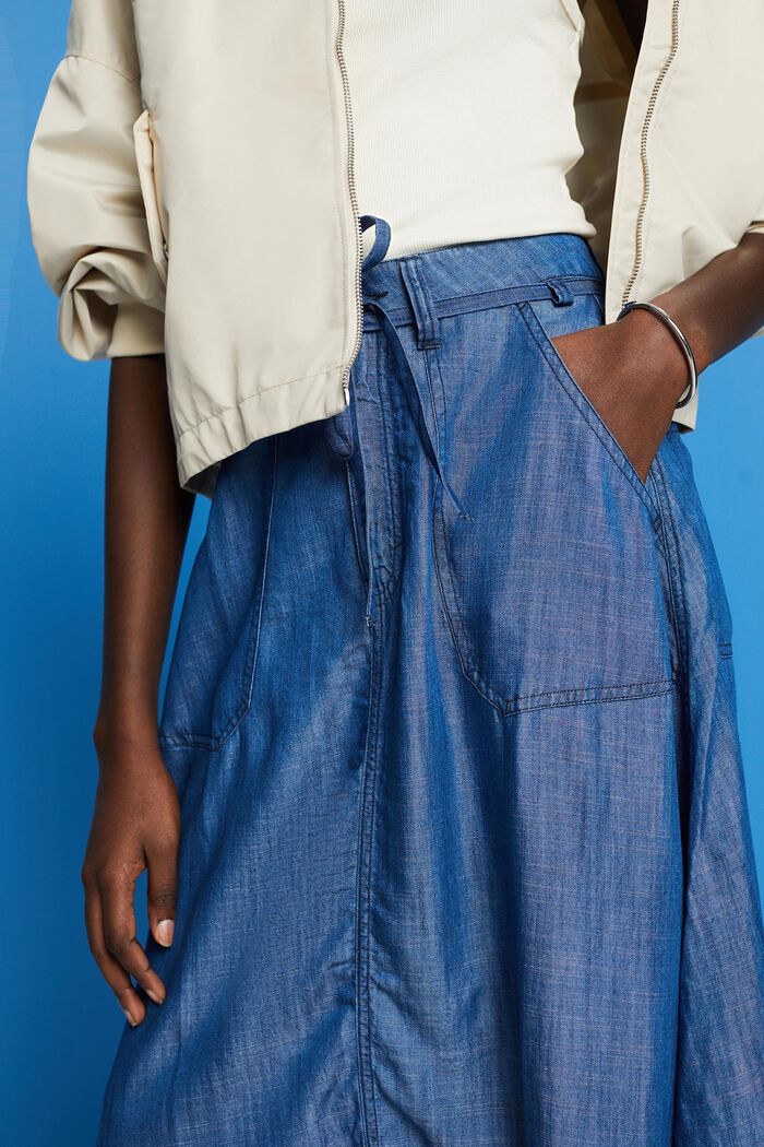 Z materiálu TENCEL™: midi sukně z imitace džínoviny, BLUE MEDIUM WASHED, detail image number 2