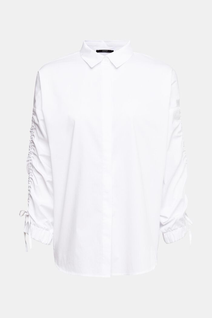 Košilová halenka s nabíranými rukávy, WHITE, detail image number 6