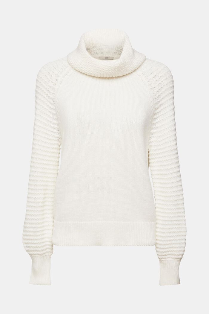 Pletený pulovr s nízkým rolákem, OFF WHITE, detail image number 2