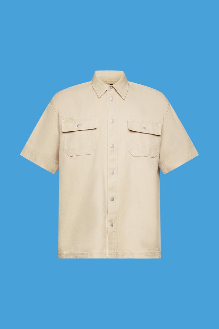 Krátká a široká denimová košile s krátkým rukávem, SAND, detail image number 6