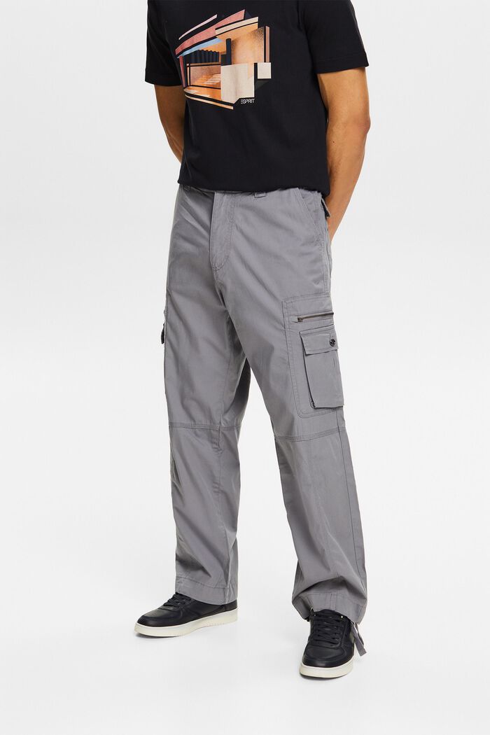 Keprové cargo kalhoty s rovnými nohavicemi, MEDIUM GREY, detail image number 0