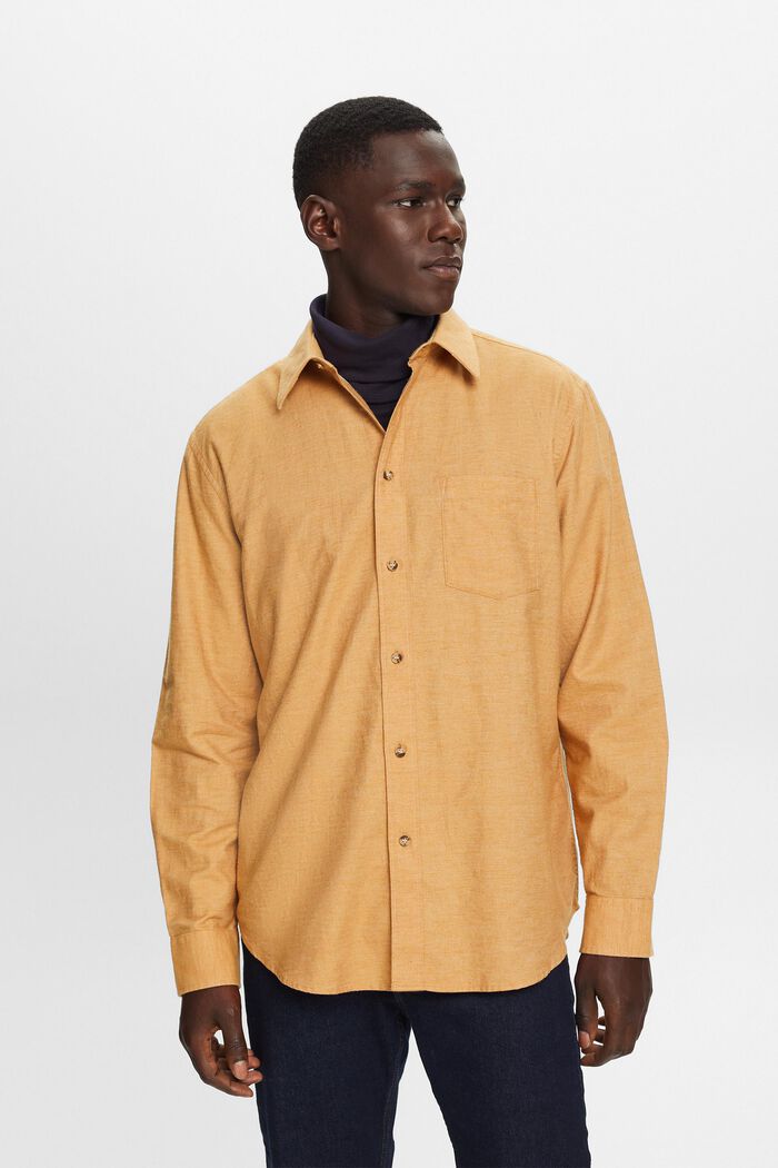 Melírovaná košile, 100% bavlna, CAMEL, detail image number 5