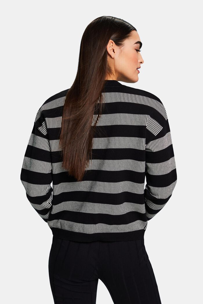 Pruhovaný žakárový pulovr s kulatým výstřihem, BLACK, detail image number 2