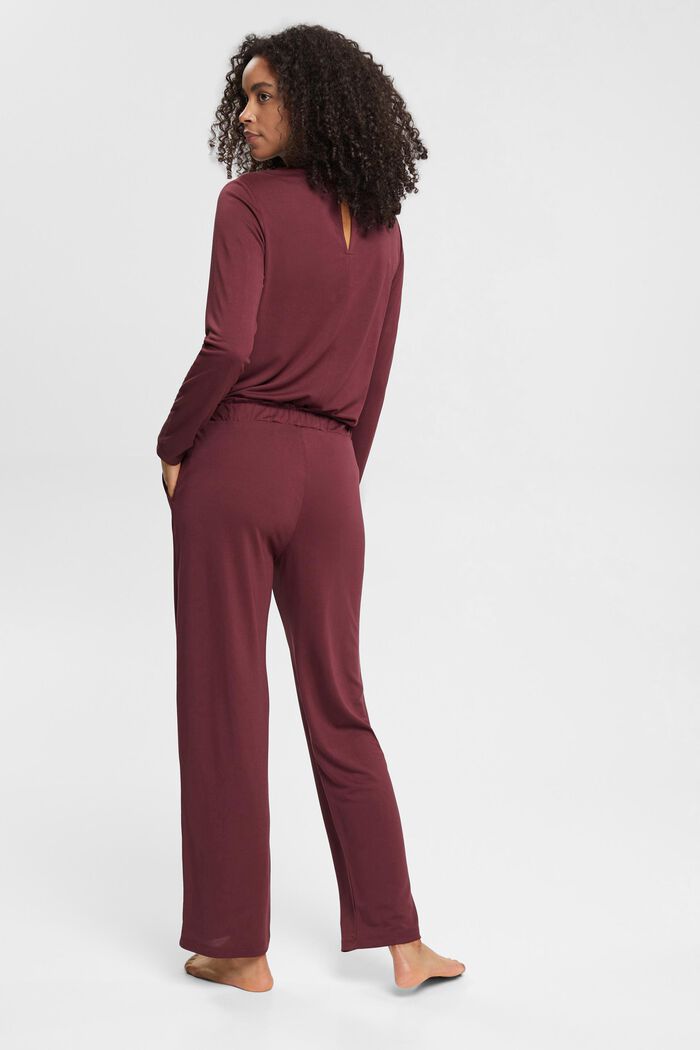 Pyžamové kalhoty s napevno přišitou vázačkou, TENCEL™, BORDEAUX RED, detail image number 3