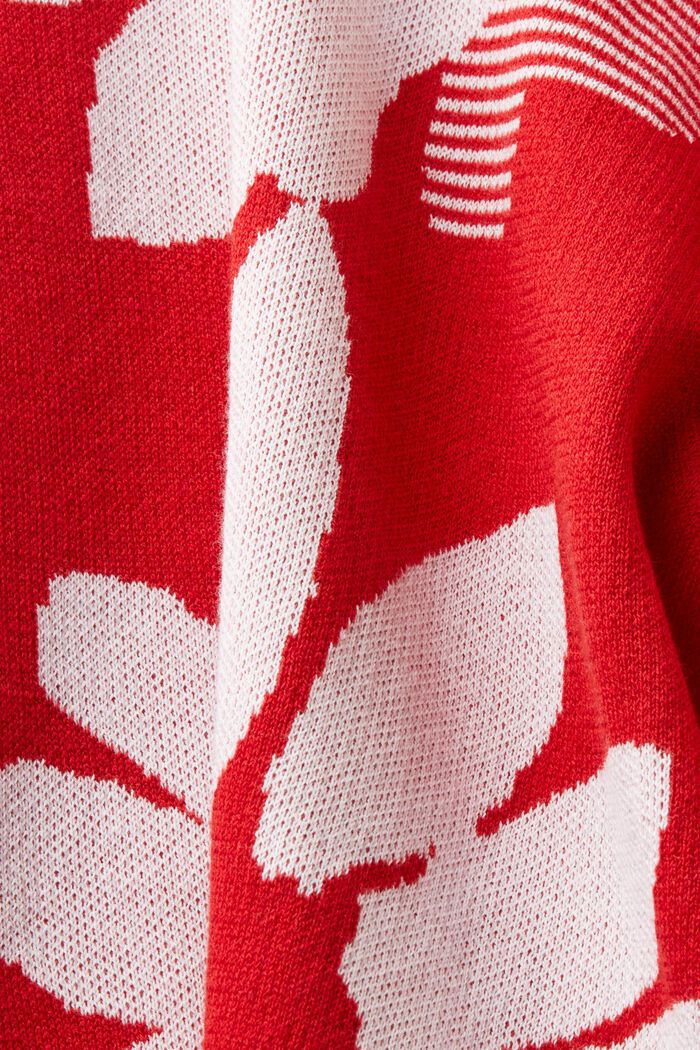 Žakárová bavlněná mikina, DARK RED, detail image number 5