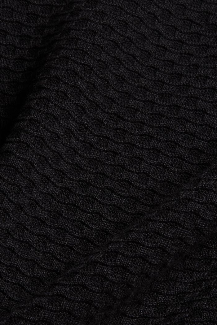 Pulovr s vaflovou strukturou, 100% bavlna, BLACK, detail image number 4