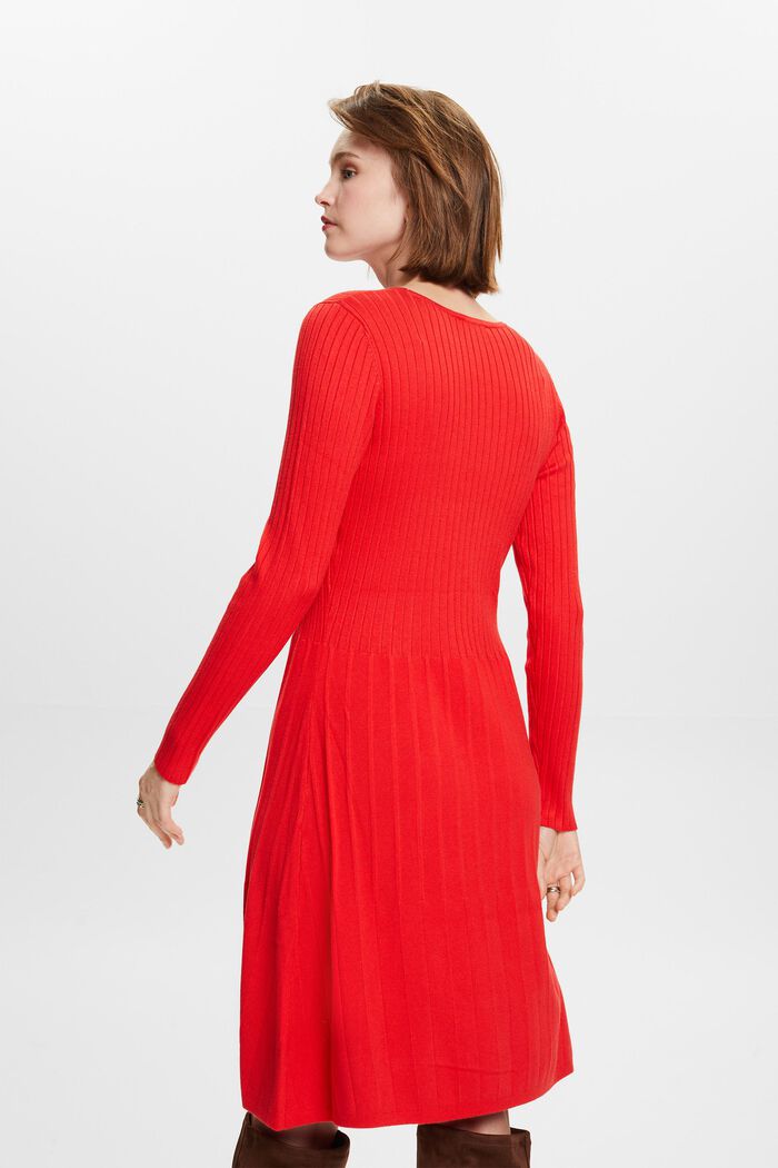 Plisované šaty z žebrovaného úpletu, RED, detail image number 4
