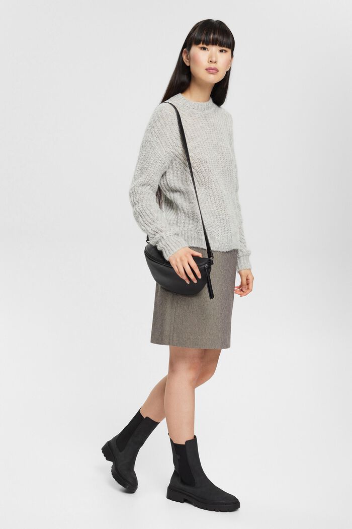 S alpakou: Pletený pulovr, GREY, overview
