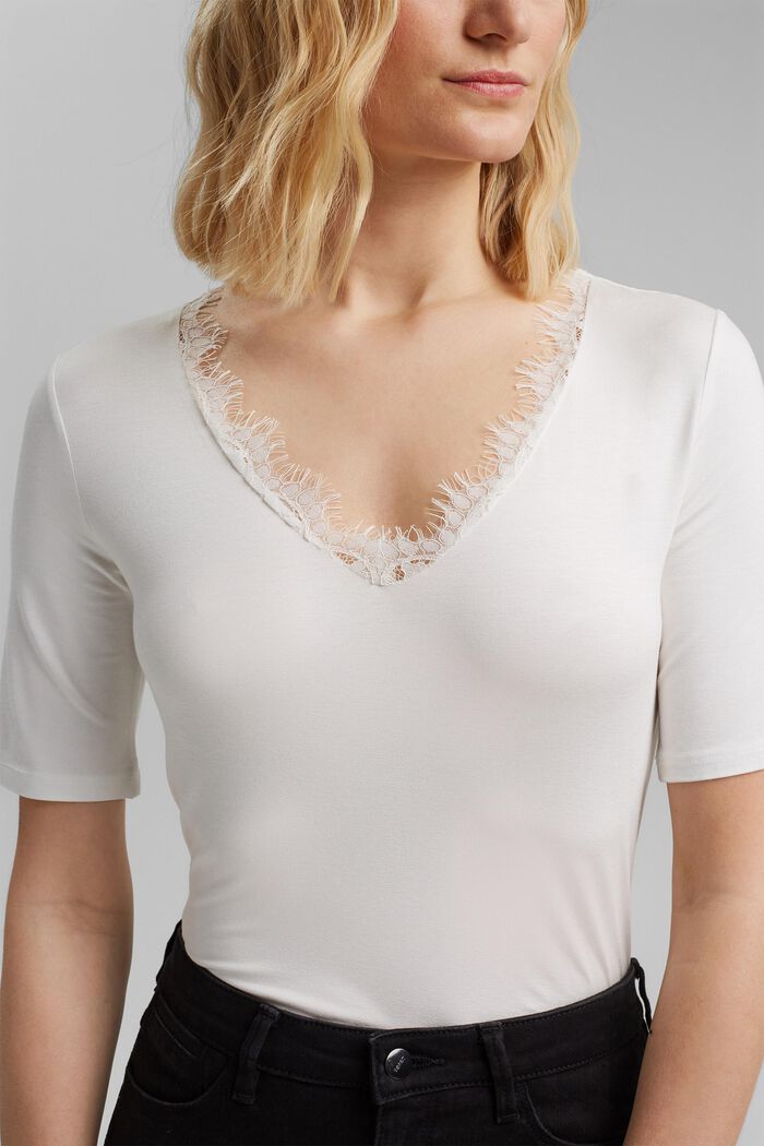 Žerzejové tričko s viskózou LENZING™ ECOVERO™, OFF WHITE, detail image number 2