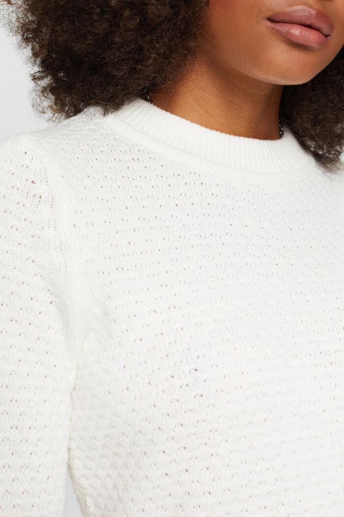 Texturovaný pletený pulovr, směs s bavlnou, OFF WHITE, detail image number 2