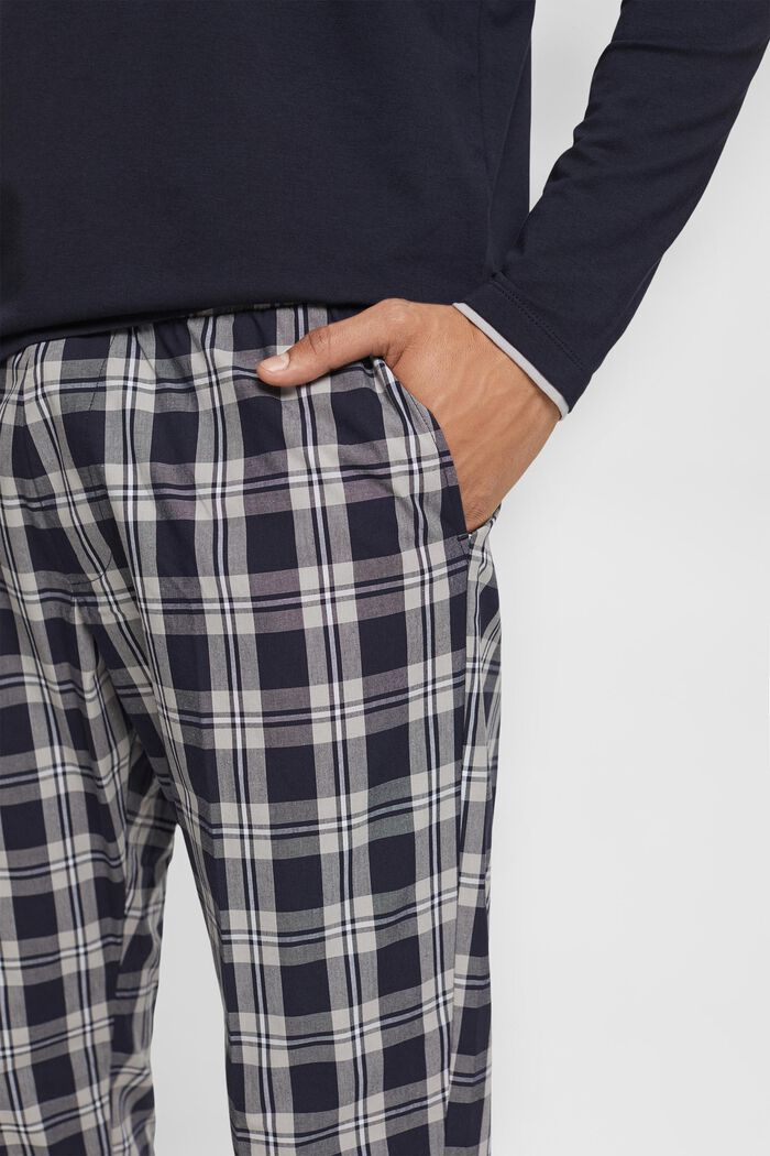 Pyžamo s károvanými kalhotami, NAVY, detail image number 3
