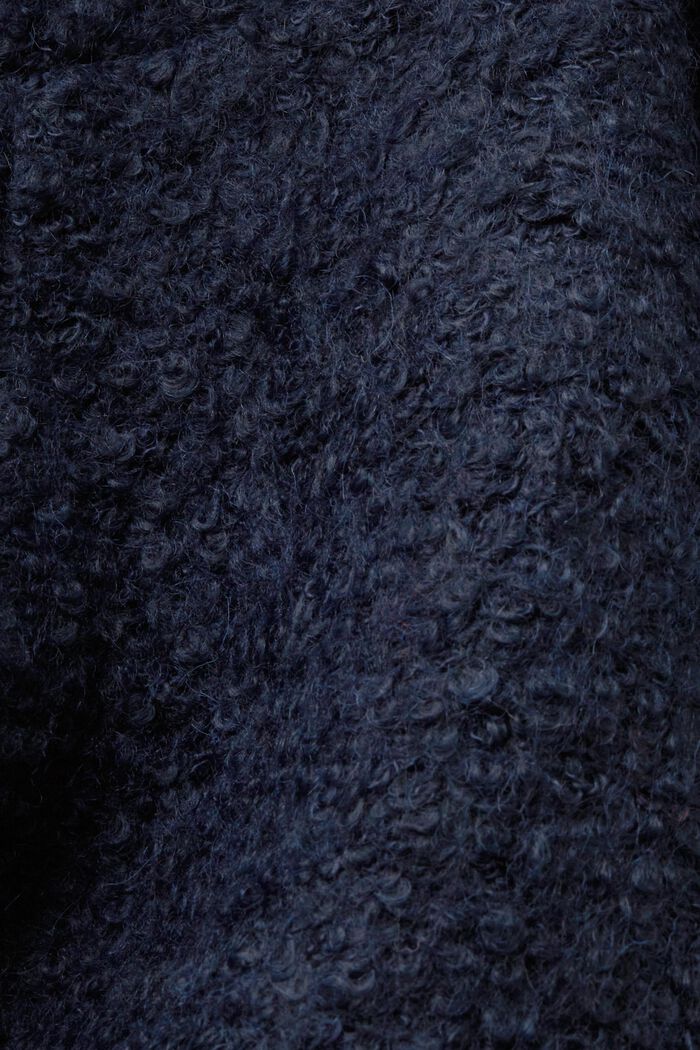 Kabát z vlněné směsi, s kapucí, s vlnitým vzhledem, NAVY, detail image number 4