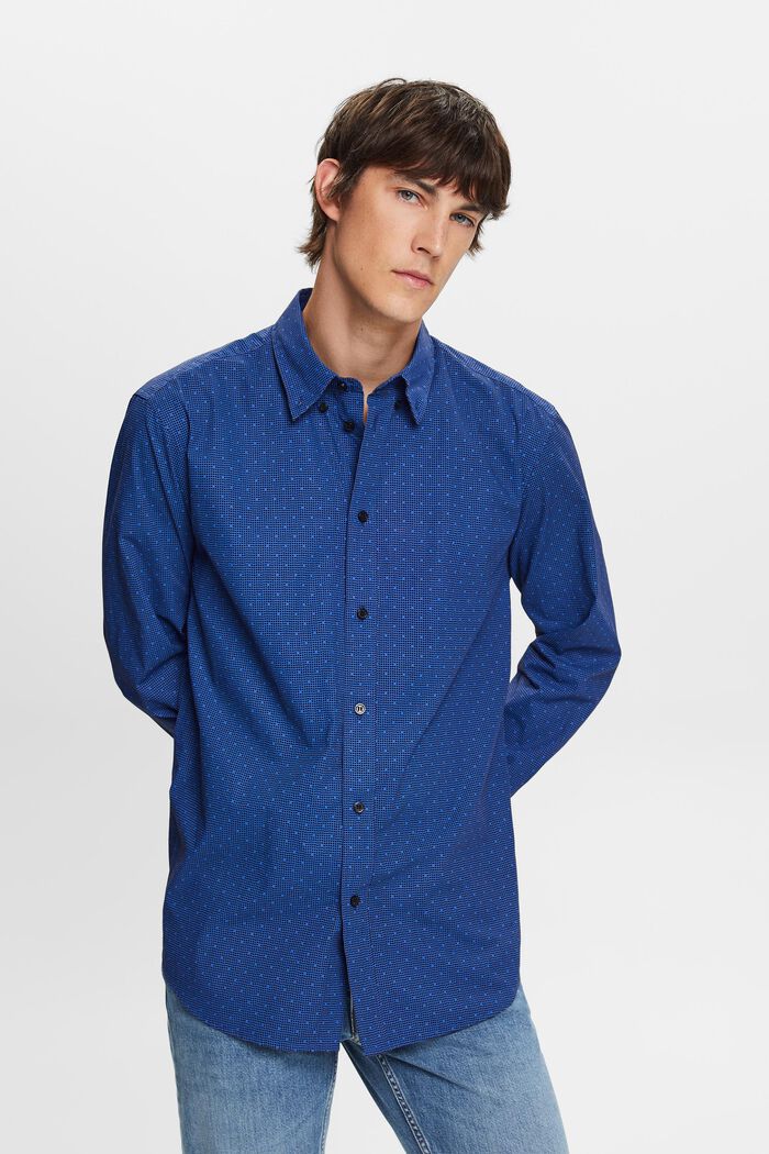 Propínací vzorovaná košile, 100% bavlna, BRIGHT BLUE, detail image number 0