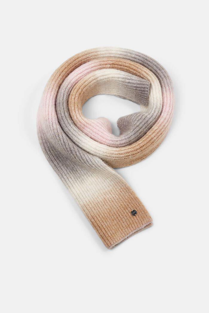Vícebarevná pletená šála s vlnou, LIGHT PINK, detail image number 0