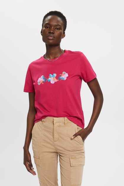 Bavlněné tričko s květinovým potiskem