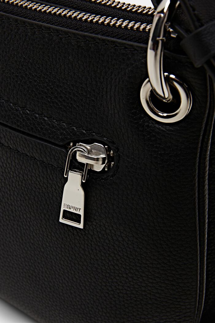 Kožená taška se splétanou rukojetí, BLACK, detail image number 1