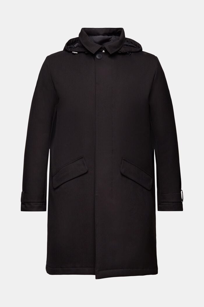 Z recyklovaného materiálu: zateplený kabát s odepínací kapucí, BLACK, detail image number 6