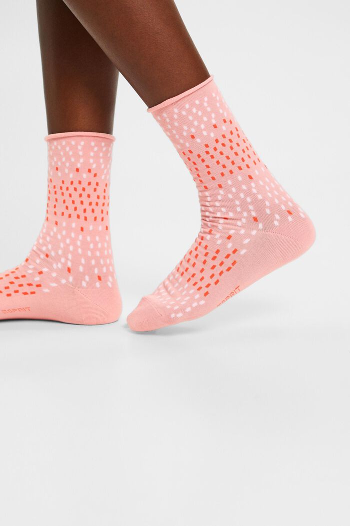 2 páry ponožek s puntíkovaným vzorem, bio bavlna, ROSE/WHITE, detail image number 1