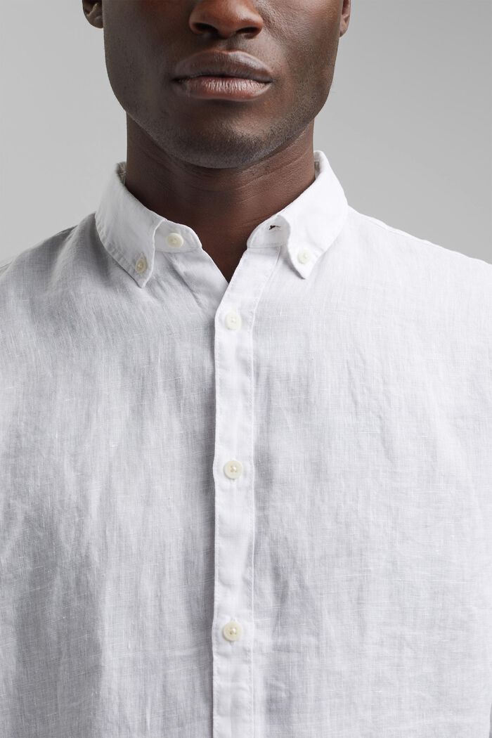 Košile s propínacím límečkem, 100% len, WHITE, detail image number 2