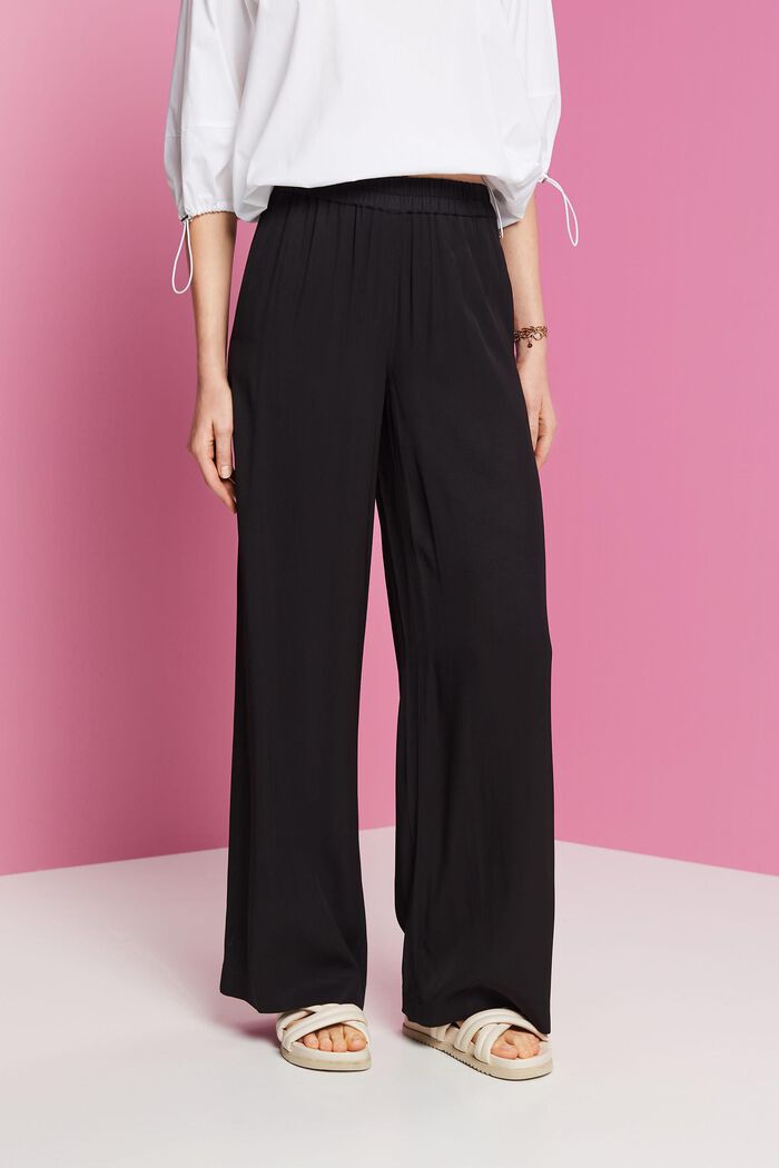 Kalhotami s širokými nohavicemi, LENZING™ ECOVERO™, BLACK, detail image number 0
