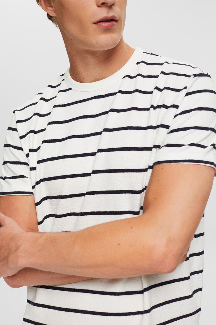 Pruhované tričko ze strukturovaného žerzeje, OFF WHITE, detail image number 1