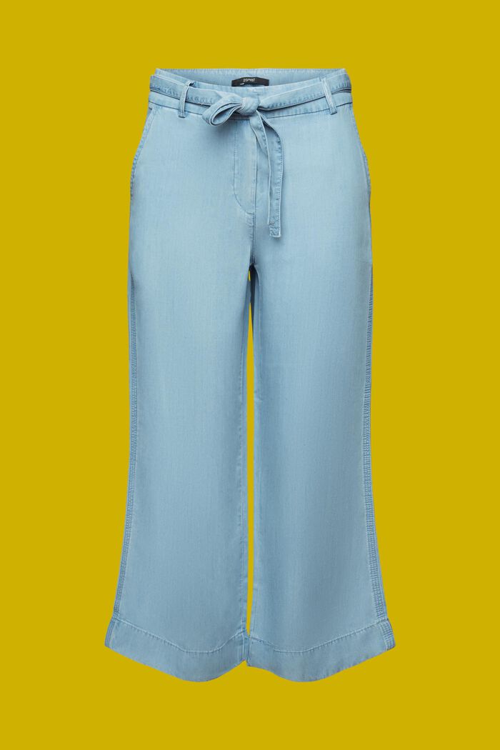 Zkrácené kalhoty se širokými nohavicemi, TENCEL™, BLUE LIGHT WASHED, detail image number 7