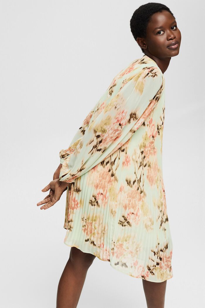 Z recyklovaného materiálu: šifonové šaty s květovaným vzorem, PASTEL GREEN, detail image number 4