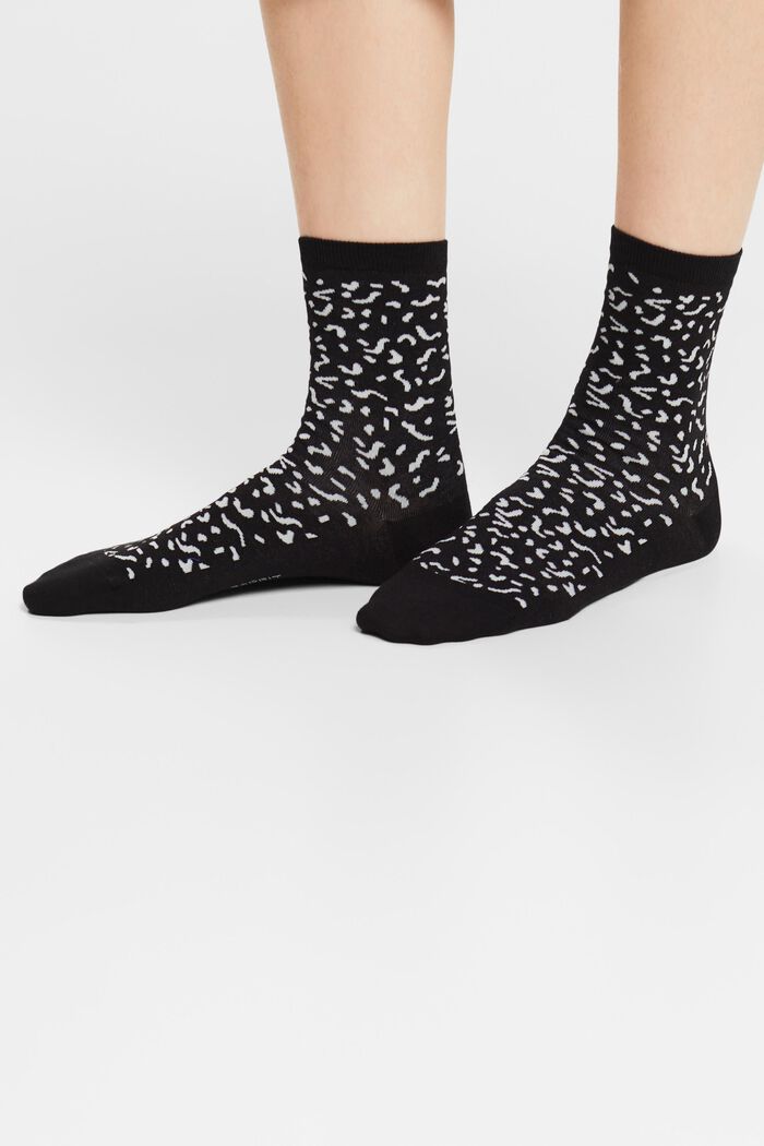 Bavlněné ponožky s potiskem, 2 páry v balení, BEIGE/BLACK, detail image number 1