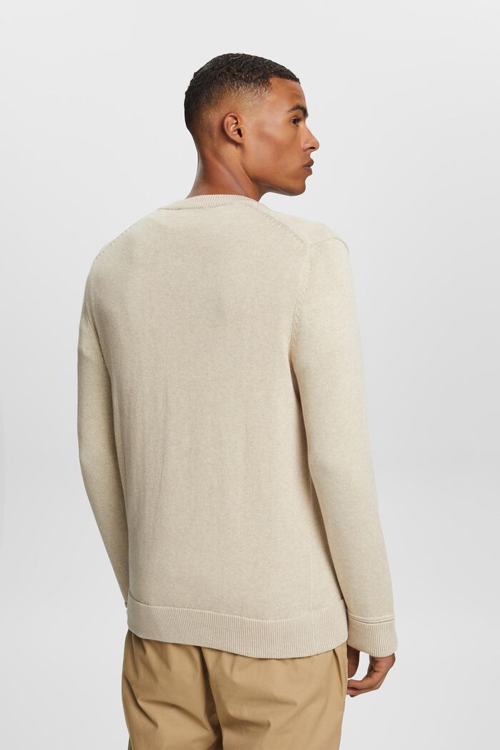 Bavlněný pulovr se špičatým výstřihem, SAND, detail image number 3