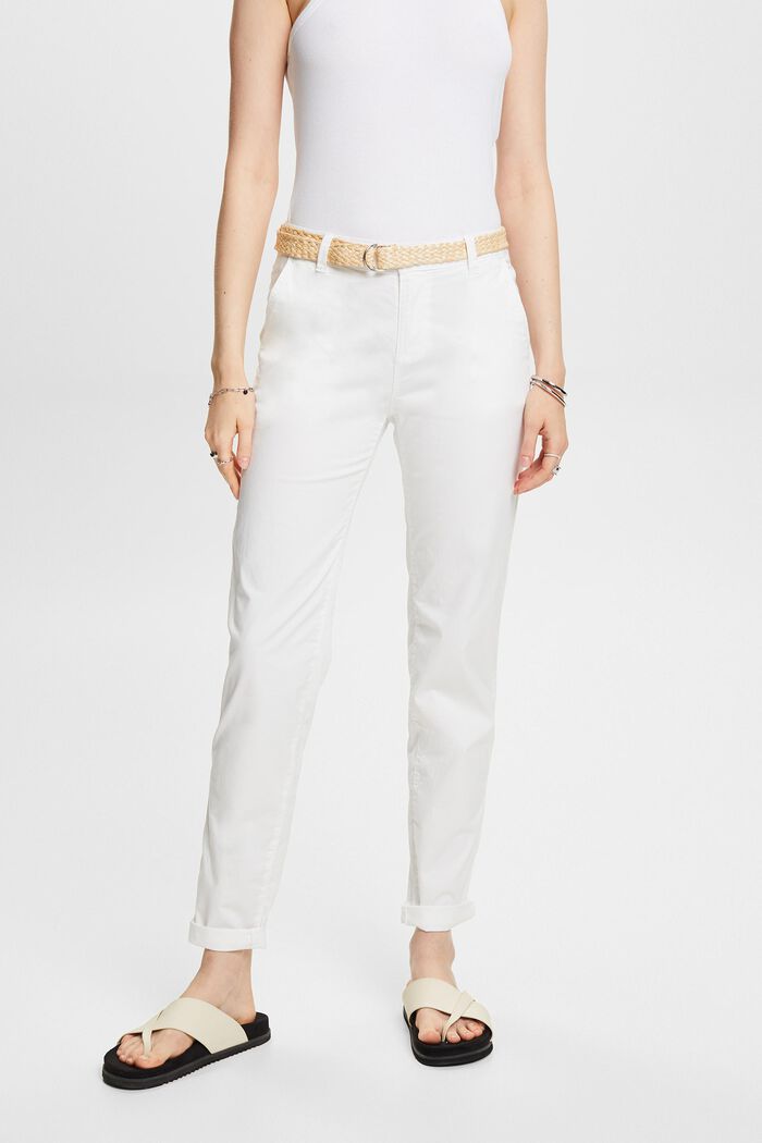 Chino kalhoty s páskem, WHITE, detail image number 0