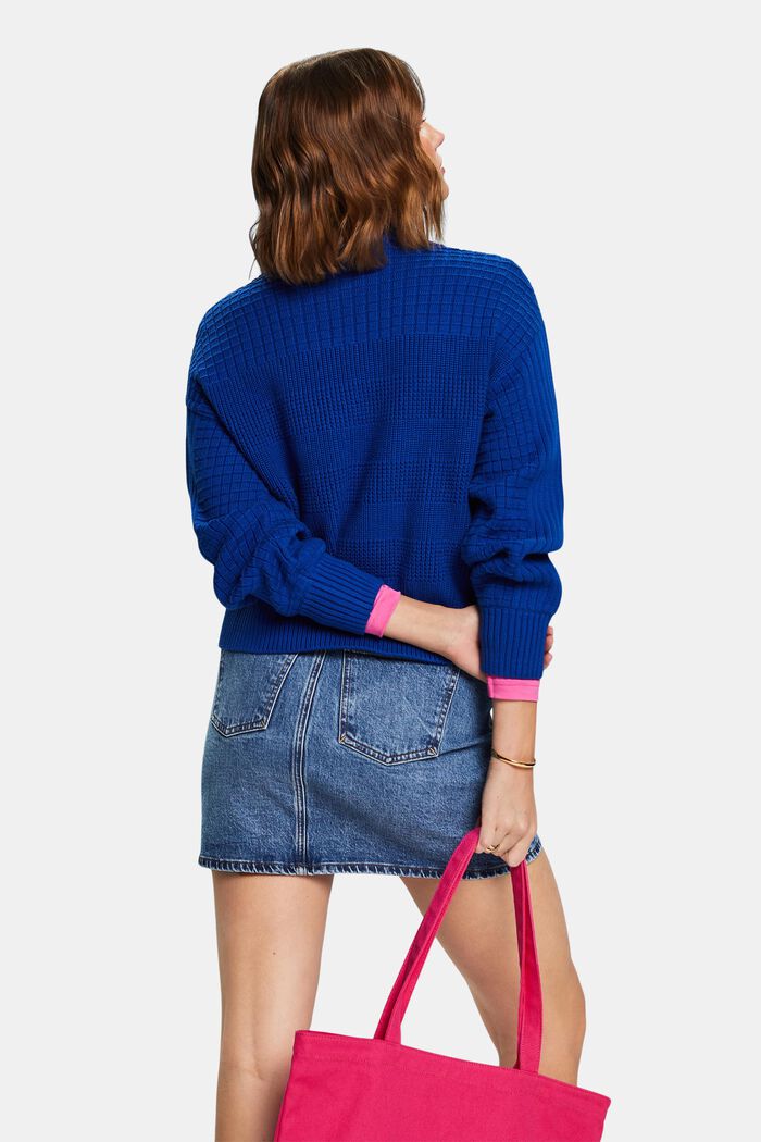 Strukturovaný pulovr s kulatým výstřihem, BRIGHT BLUE, detail image number 2