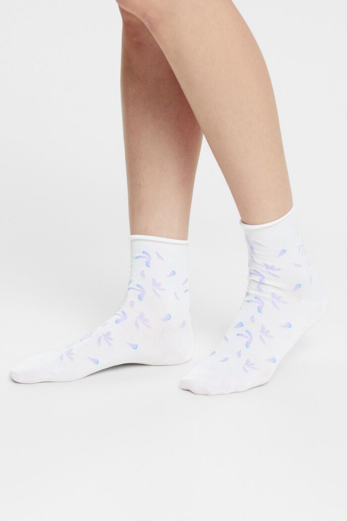 Ponožky z pleteniny s potiskem, 2 páry v balení, WHITE, detail image number 1