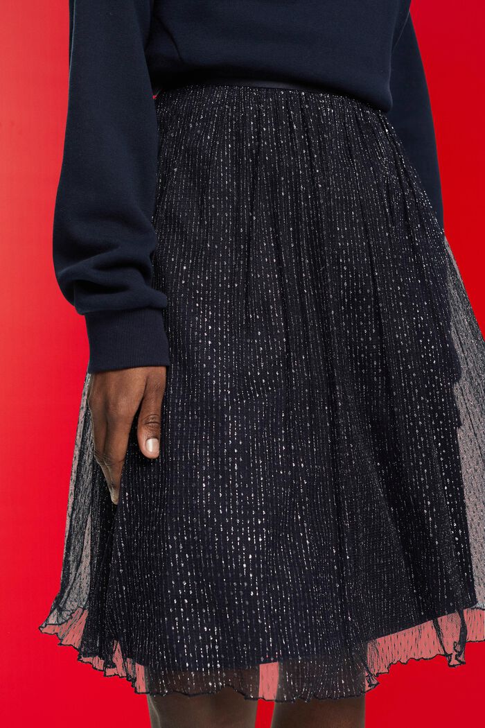 Midi sukně se třpytivým efektem, NAVY, detail image number 2