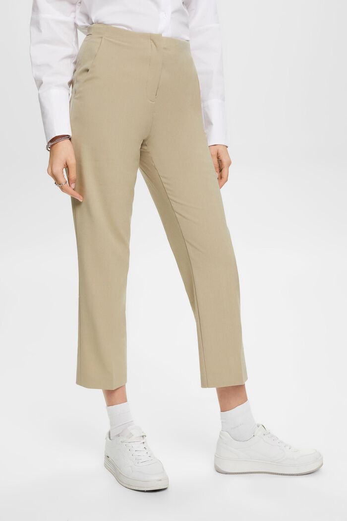 Zkrácené business kalhoty, DUSTY GREEN, detail image number 0
