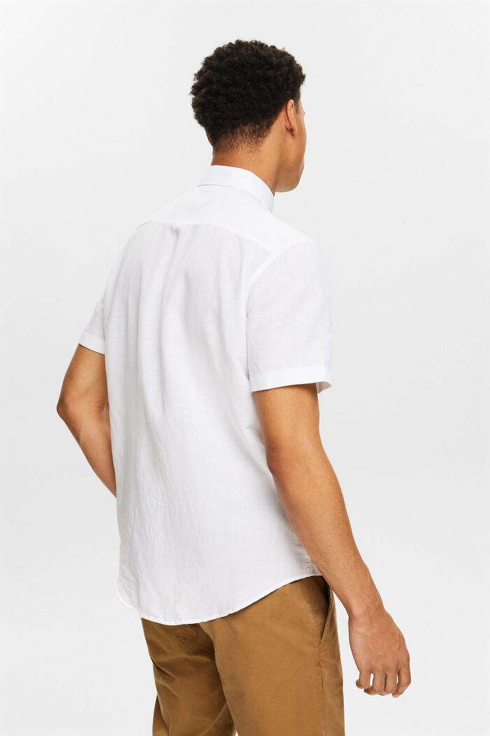 Košile s krátkým rukávem, ze směsi lnu a bavlny, WHITE, detail image number 2