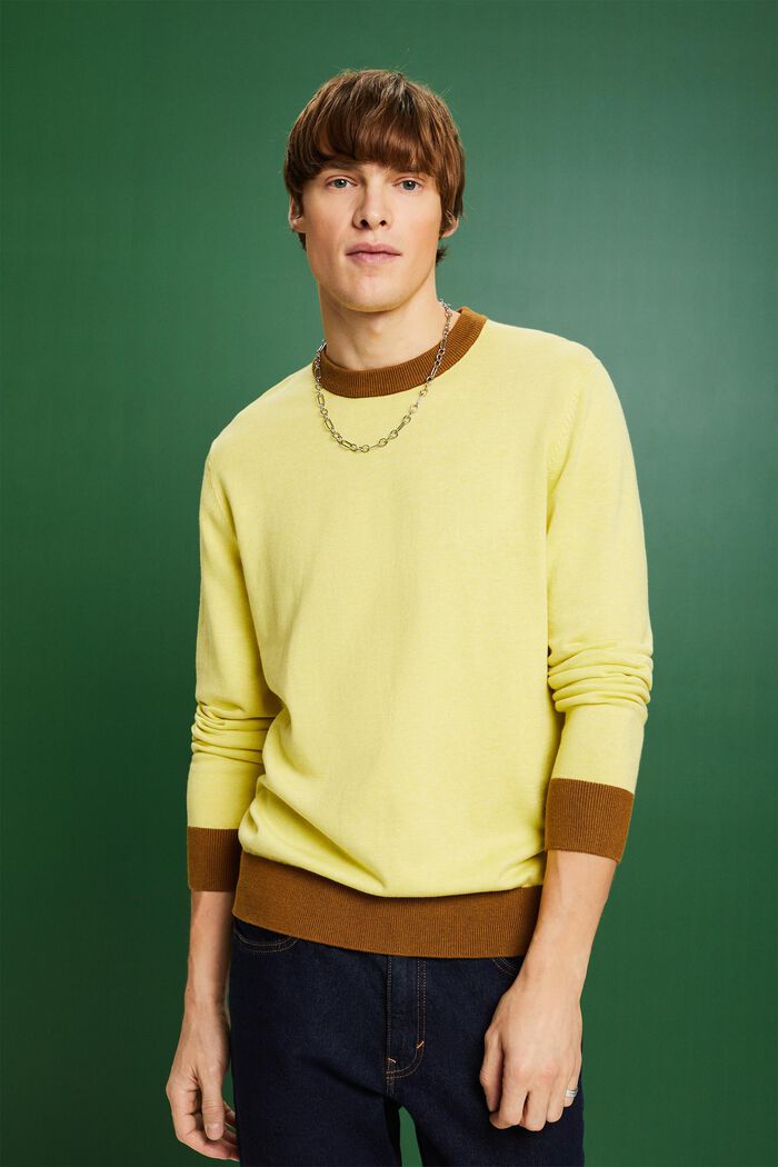 Žebrový pulovr s kulatým výstřihem, BRIGHT YELLOW, detail image number 0