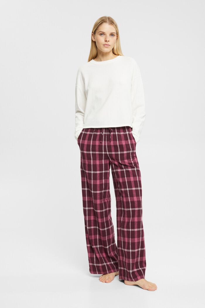 Kárované pyžamové kalhoty z bavlněného flanelu