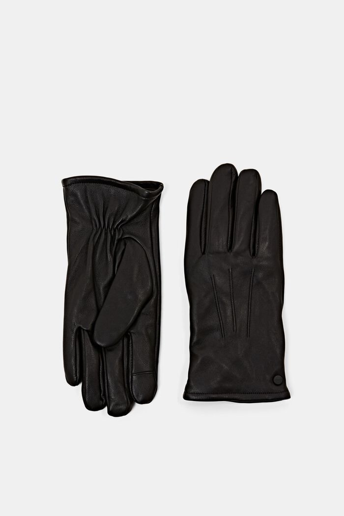 Kožené rukavice s podšívkou z imitace kožešiny