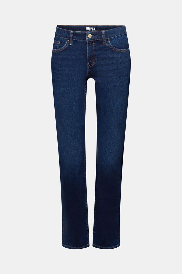 Strečové džíny s rovnými nohavicemi, bavlněná směs, BLUE DARK WASHED, detail image number 7