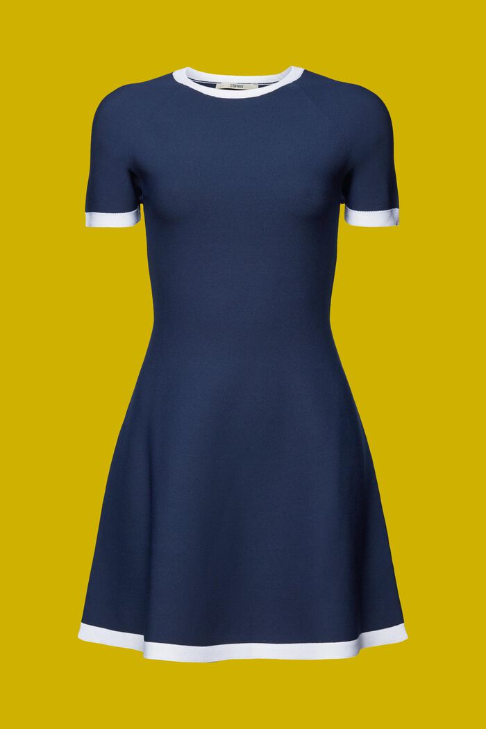 Pletené šaty s krátkými rukávy, NAVY, detail image number 5