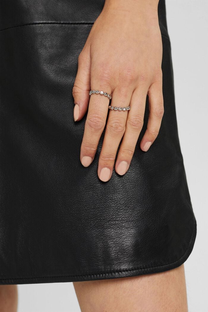 Dvojitý prsten z nerezové oceli, se zirkony, SILVER, detail image number 2
