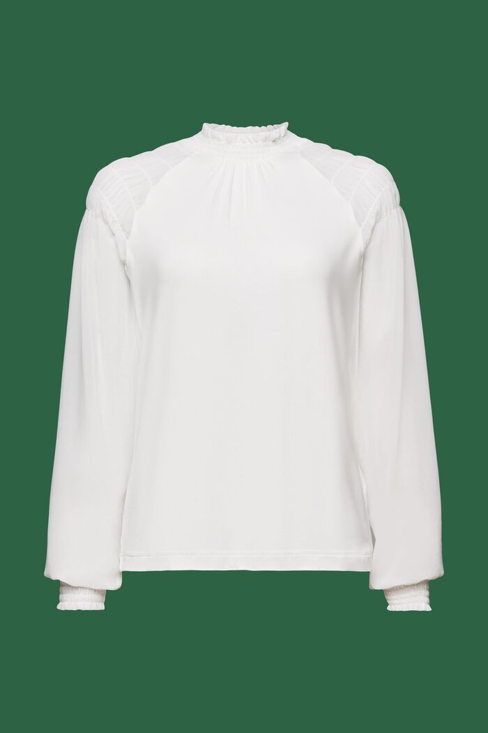 Tričko s dlouhým rukávem a různými materiály, OFF WHITE, detail image number 6
