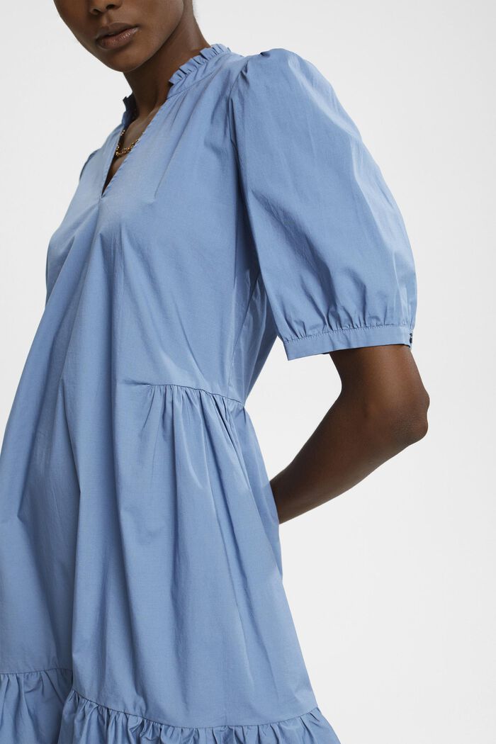 Volánové šaty z bavlny, GREY BLUE, detail image number 1