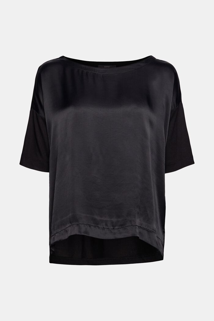 Tričko ze směsového materiálů, LENZING™ ECOVERO™, BLACK, detail image number 5