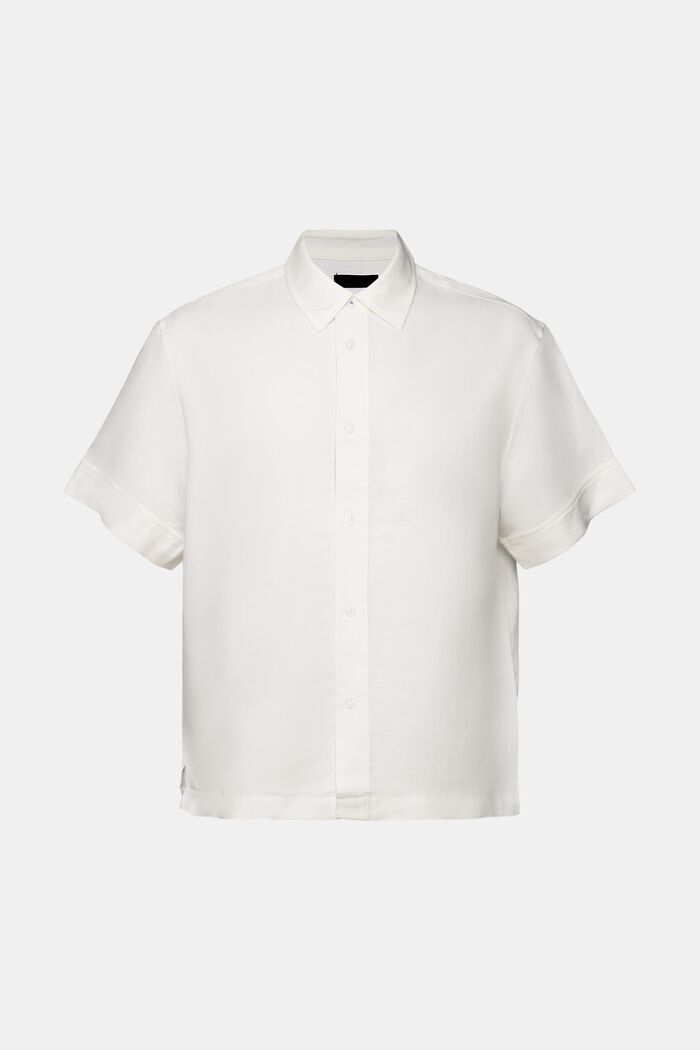 Košile s krátkým rukávem, směs se lnem, WHITE, detail image number 5