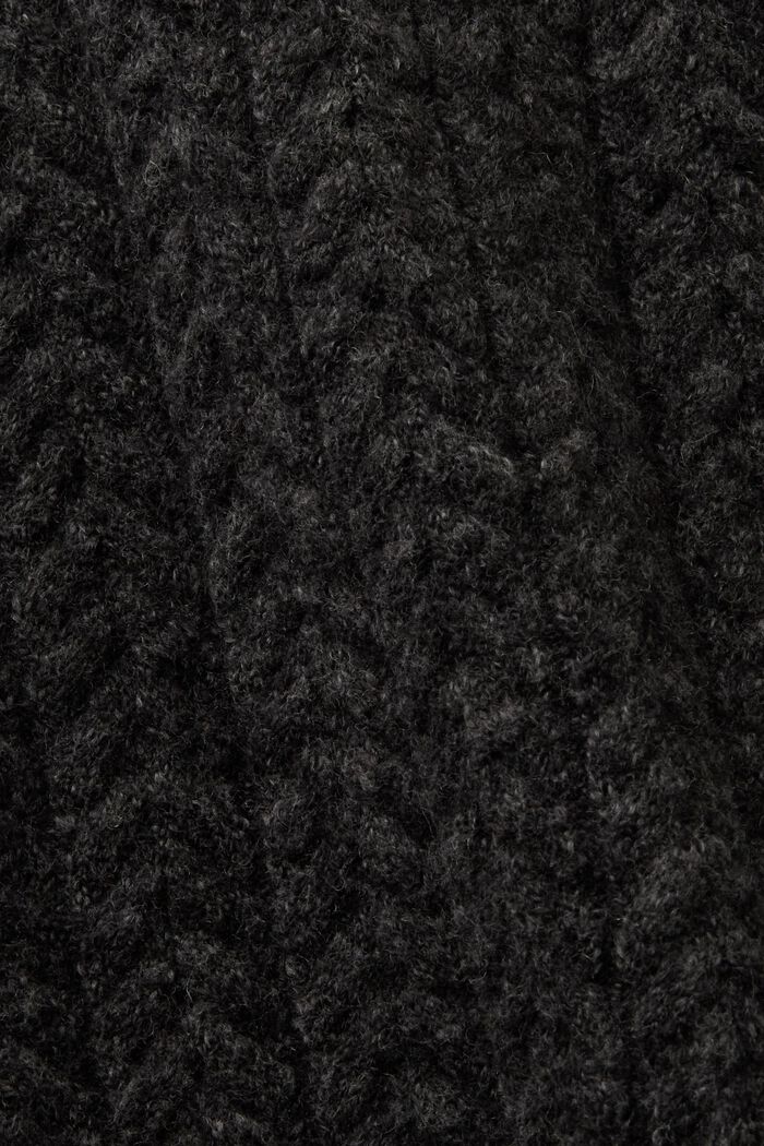 Melírovaný copánkový pulovr s kulatým výstřihem, BLACK, detail image number 6