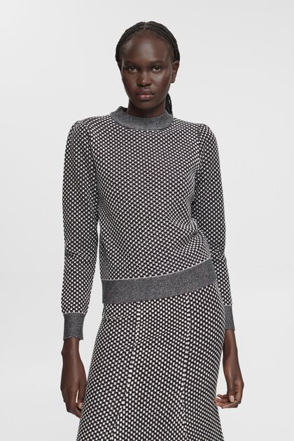 Dvoubarevný pletený pulovr, LENZING™ ECOVERO™, BLACK, overview