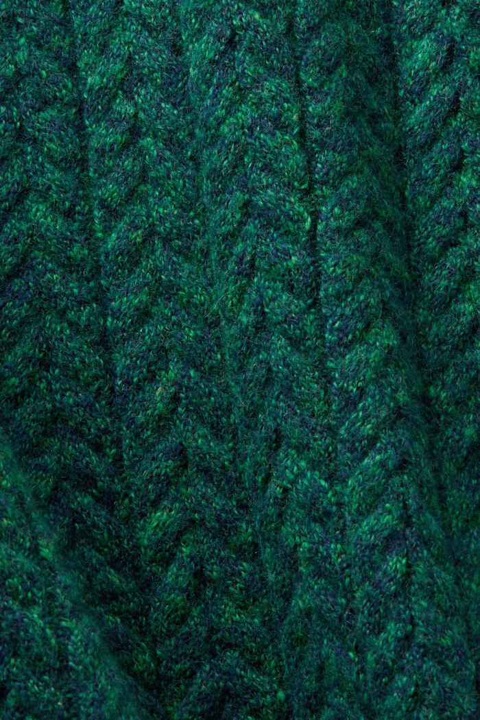 Melírovaný copánkový pulovr s kulatým výstřihem, GREEN, detail image number 5