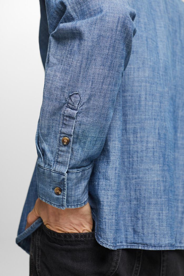 Džínová košile s propínacím límcem, BLUE MEDIUM WASHED, detail image number 3