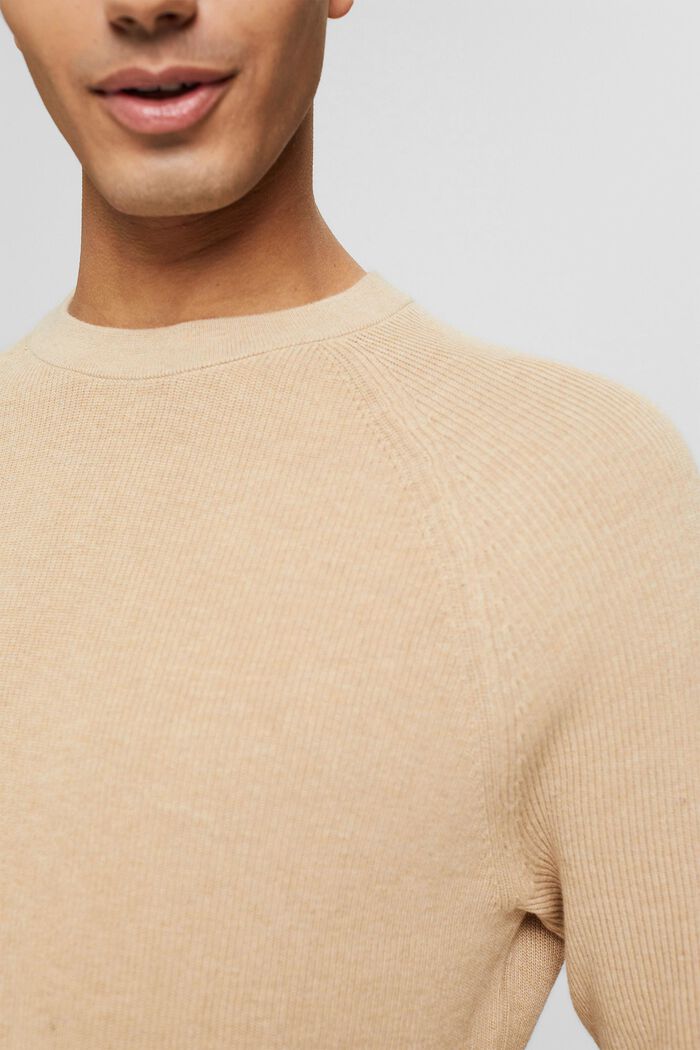 Pletený svetr ze 100% bio bavlny, SAND, detail image number 2